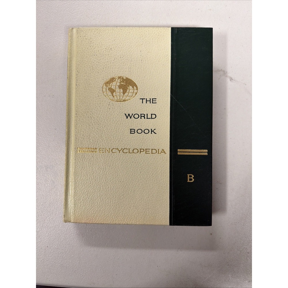 Vintage 1964 World Book Encyclopedia Volume 2-B Cream Green Mid Century Decor